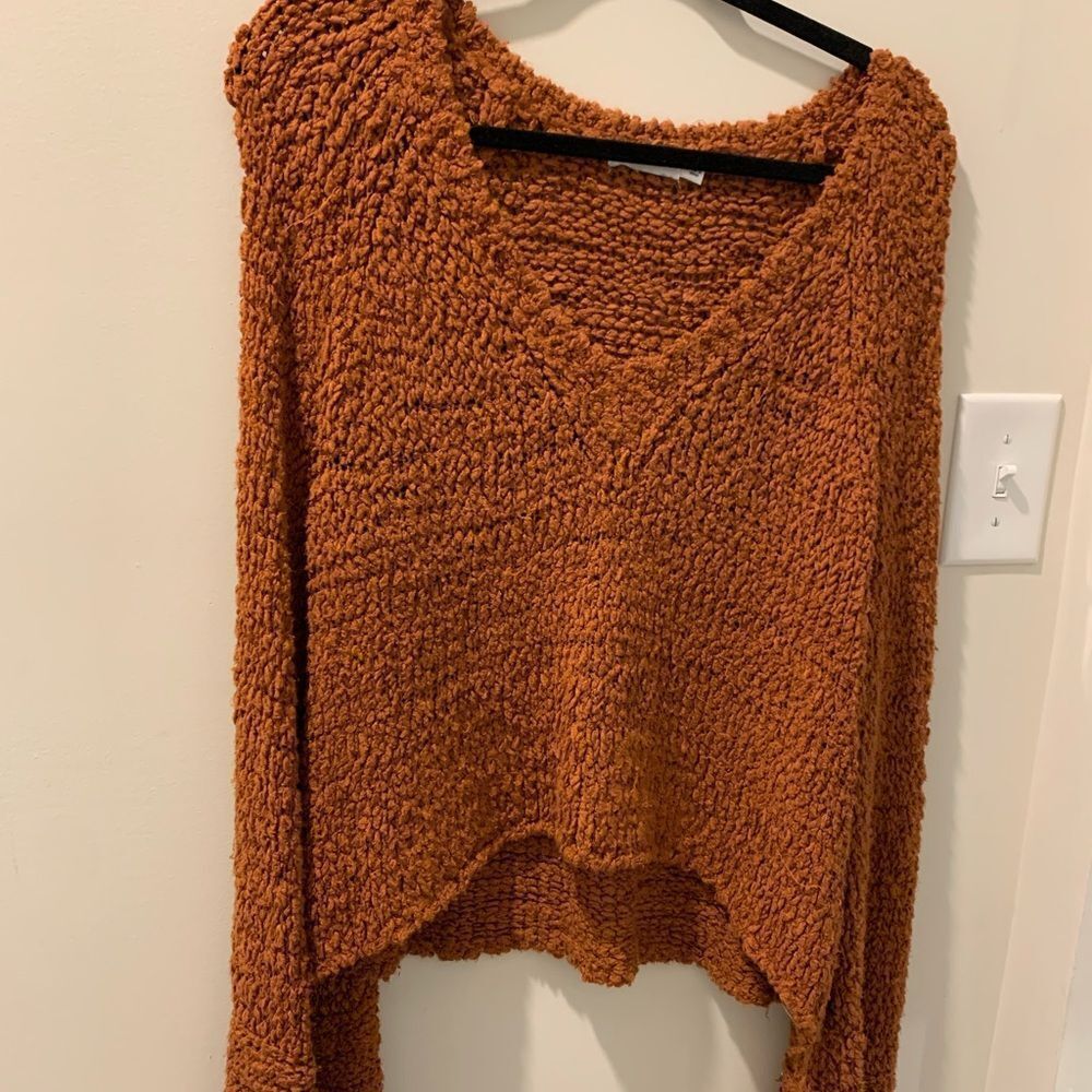 BURNT ORANGE SLOUCHY BELL ARM NNIT SWEATER 🧡